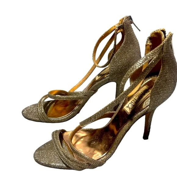 Badgley Mischka heels with flaws on heel sparkly elegant formal heels size 7 - Picture 3 of 6